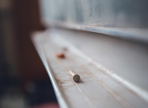 Chalk on a chalk board