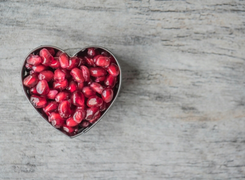Image of Pomegranate in a heart shaped bowl