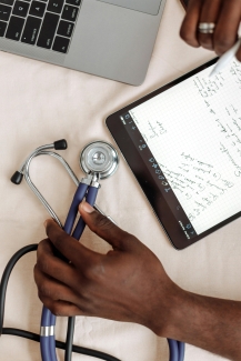 grabbing a stethoscope